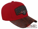 USA US ROUTE 66 FAUX VISOR LEATHER BASEBALL CAP HAT RED