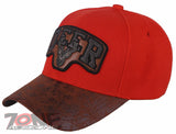 DEER HUNTING FAUX VISOR LEATHER BASEBALL CAP HAT ORANGE