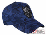 NEW! DOG PITBULL HEAD BASEBALL CAP HAT CAMOUFLAGE ROYAL BLUE