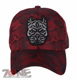 NEW! DOG PITBULL HEAD BASEBALL CAP HAT CAMOUFLAGE RED