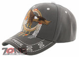 NEW! NATIVE PRIDE INDIAN AMERICAN FEATHERS BIG EAGLE CAP HAT GRAY