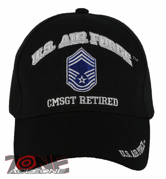 NEW! US AIR FORCE USAF CMSGT RETIRED BALL CAP HAT BLACK