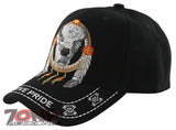 NEW! NATIVE PRIDE INDIAN AMERICAN FEATHERS BUFFALO CAP HAT BLACK