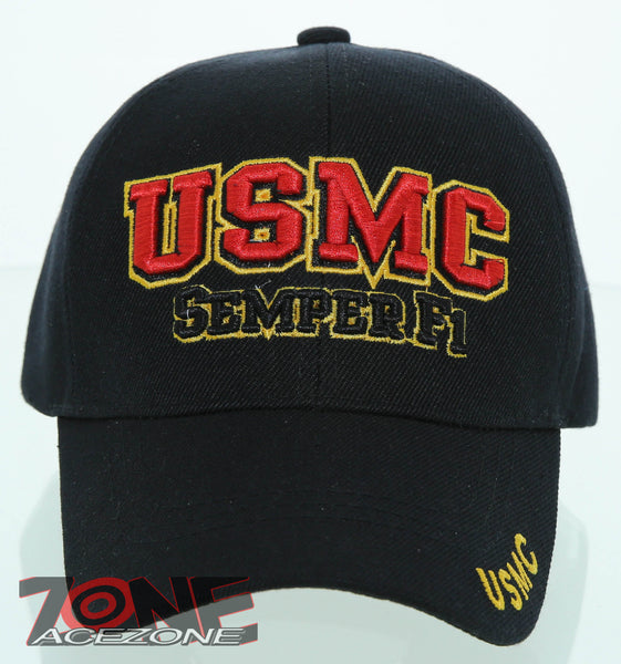 NEW! USMC US MARINE SEMPER FI CAP HAT BLACK