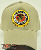 NEW! USMC MARINE ROUND CAP HAT TAN