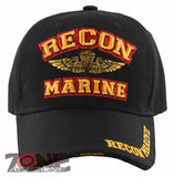 NEW! USMC FIRST RECON MARINE 1ST RECON BALL CAP HAT BLACK