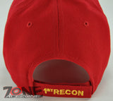NEW! USMC FIRST RECON MARINE 1st RECON CAP HAT RED