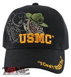 USMC US MARINE BULLDOG CAP HAT I CAN'T HEAR YOU! BLACK