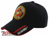 NEW! US MARINE CORPS USMC ROUND SIDE LINE CAP HAT BLACK