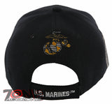NEW! US MARINE CORPS USMC ROUND SIDE LINE CAP HAT BLACK