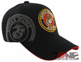 NEW! US MARINE CORPS USMC ROUND SIDE LINE CAP HAT BLACK