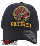 NEW! USMC RETIRED SIDE SHADOW MARINE CAP HAT BLACK