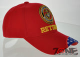 NEW! USMC RETIRED SIDE FLAG MARINE CAP HAT RED
