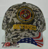 NEW! USMC RETIRED SIDE FLAG MARINE CAP HAT CAMO