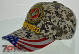NEW! USMC RETIRED SIDE FLAG MARINE CAP HAT CAMO
