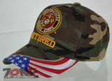 NEW! USMC RETIRED SIDE FLAG MARINE CAP HAT GREEN CAMO