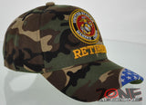 NEW! USMC RETIRED SIDE FLAG MARINE CAP HAT GREEN CAMO