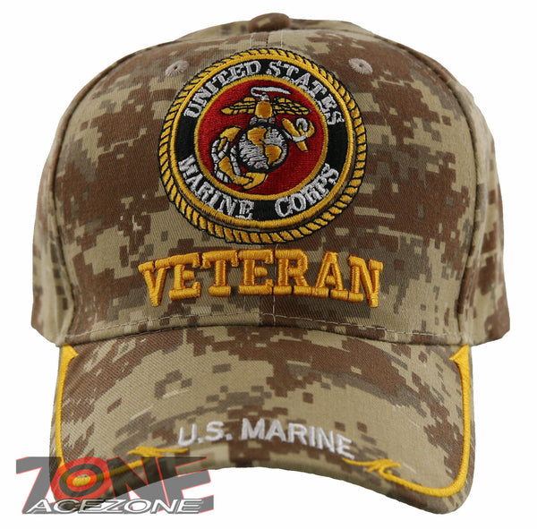 NEW! USMC US MARINE VETERAN SIDE LINE CAP HAT DESERT CAMO