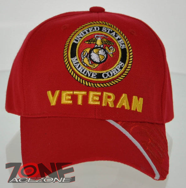 NEW! USMC MARINE VETERAN SIDE SHADOW CAP HAT RED