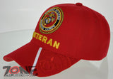 NEW! USMC MARINE VETERAN SIDE SHADOW CAP HAT RED
