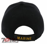 NEW! USMC US MARINE VETERAN ROUND SHADOW CAP HAT BLACK