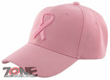 NEW! WOMENS BREAST CANCER PINK RIBBON BALL CAP HAT ALL PINK