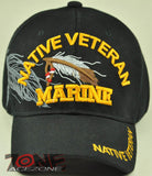 NEW! USMC NATIVE VETERAN AMERICAN US MARINE VETERAN CAP HAT BLACK