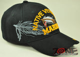 NEW! USMC NATIVE VETERAN AMERICAN US MARINE VETERAN CAP HAT BLACK