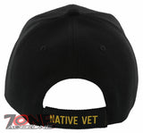 NEW! USMC NATIVE VETERAN AMERICAN US MARINE ROUND CAP HAT BLACK