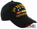 NEW! 1ST MARINE VIETNAM VETERAN USMC SHADOW CAP HAT BLACK