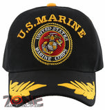NEW! US MARINE CORPS USMC BIG SIDE LEAF BALL CAP HAT BLACK