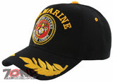 NEW! US MARINE CORPS USMC BIG SIDE LEAF BALL CAP HAT BLACK