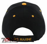 NEW! US MARINE CORPS USMC BIG SIDE LEAF BALL CAP HAT BLACK