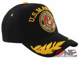NEW! US MARINE CORPS USMC BIG SIDE LEAF BALL CAP HAT BLACK
