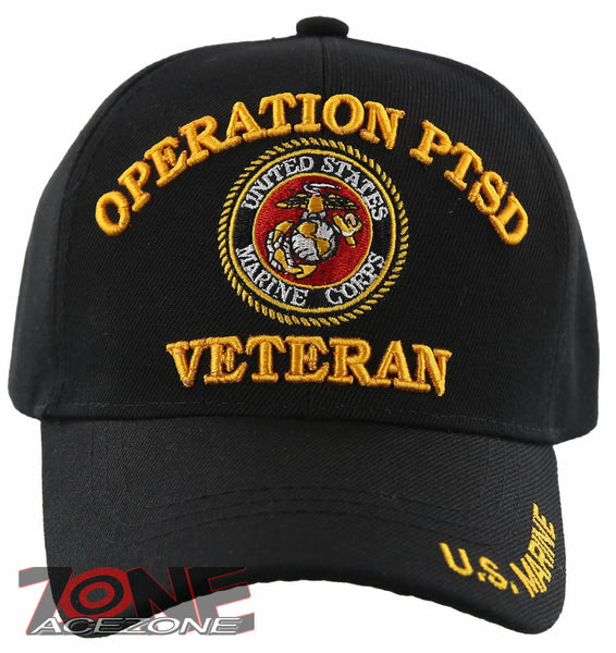 NEW! US MARINE CORPS USMC OPERATION PTSD VETERAN BALL CAP HAT BLACK
