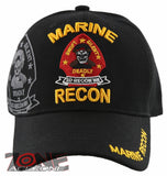 NEW! US MARINE CORPS USMC RECON BALL CAP HAT BLACK