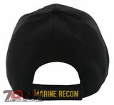 NEW! US MARINE CORPS USMC RECON BALL CAP HAT BLACK