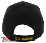 NEW! USMC US MARINE CORPS VETERAN SIDE ROUND BALL CAP HAT BLACK