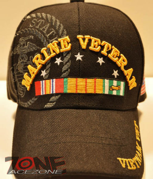 NEW! USMC US MARINE VIETNAM VETERAN CAP HAT BLACK