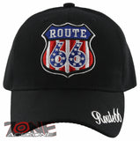 NEW! US ROUTE 66 THE MOTHER ROAD USA FLAG STAR BALL CAP HAT BLACK