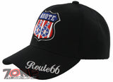 NEW! US ROUTE 66 THE MOTHER ROAD USA FLAG STAR BALL CAP HAT BLACK