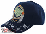 NEW! NATIVE PRIDE INDIAN AMERICAN FEATHERS TURTLE CAP HAT ALL NAVY