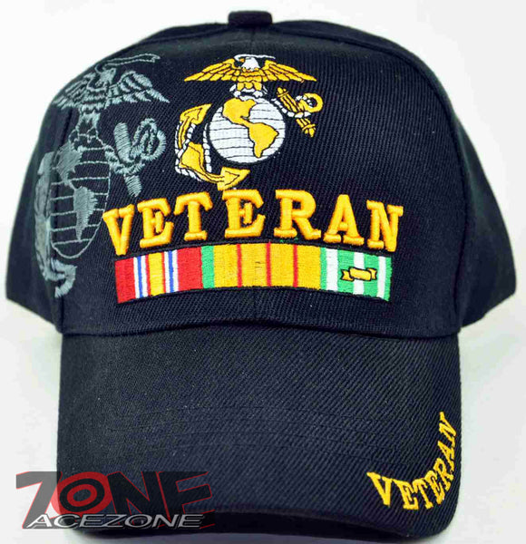 NEW! US MARINE CORPS VETERAN USMC CAP HAT N1 BLACK