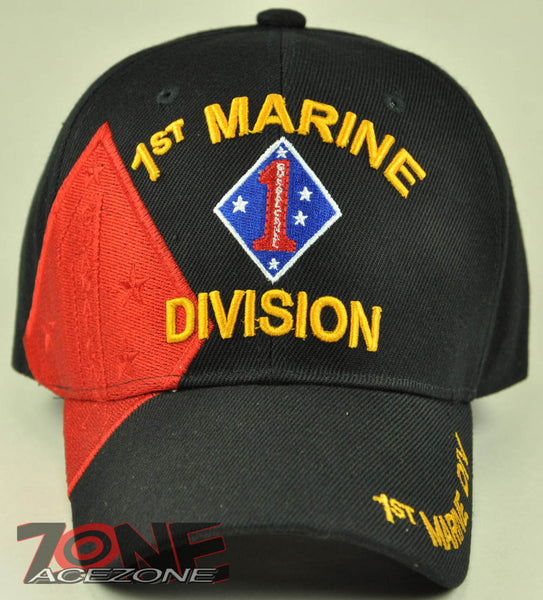 NEW! US MARINE CORPS 1ST MARINE DIVISION DIV USMC CAP HAT BLACK