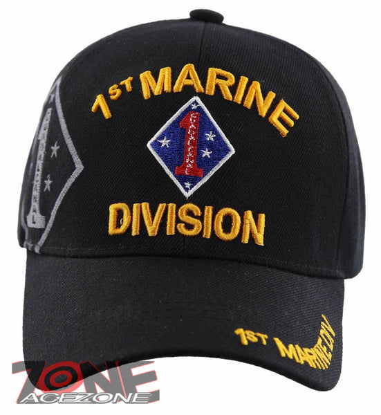 NEW! US MARINE CORPS 1ST MARINE DIVISION DIV USMC GRAY SHADOW CAP HAT BLACK