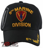NEW! US MARINE CORPS 5TH MARINE DIVISION DIV USMC SHADOW BALL CAP HAT BLACK