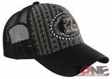 NEW! STRAW MESH METAL COBRA FAUX LEATHER BALL CAP HAT BLACK