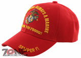 USMC SEMPER FI ONCE A MARINE ALWAYS A MARINE CORPS CAP HAT RED
