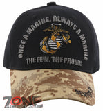 USMC SEMPER FI ONCE A MARINE ALWAYS A MARINE CORPS CAP HAT BLACK CAMO