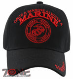 NEW! US MARINE CORPS USMC ONCE A MARINE ALWAYS A MARINE CAP HAT BLACK